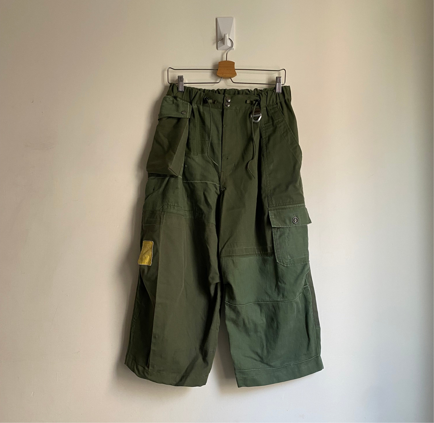 Asymmetrical Crop Cargo Trousers Collaboration with hlvtc