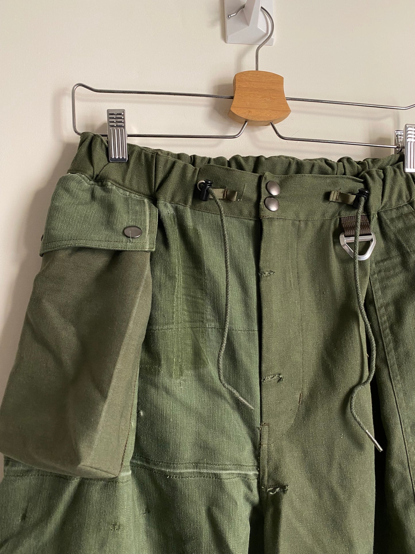 Asymmetrical Crop Cargo Trousers Collaboration with hlvtc