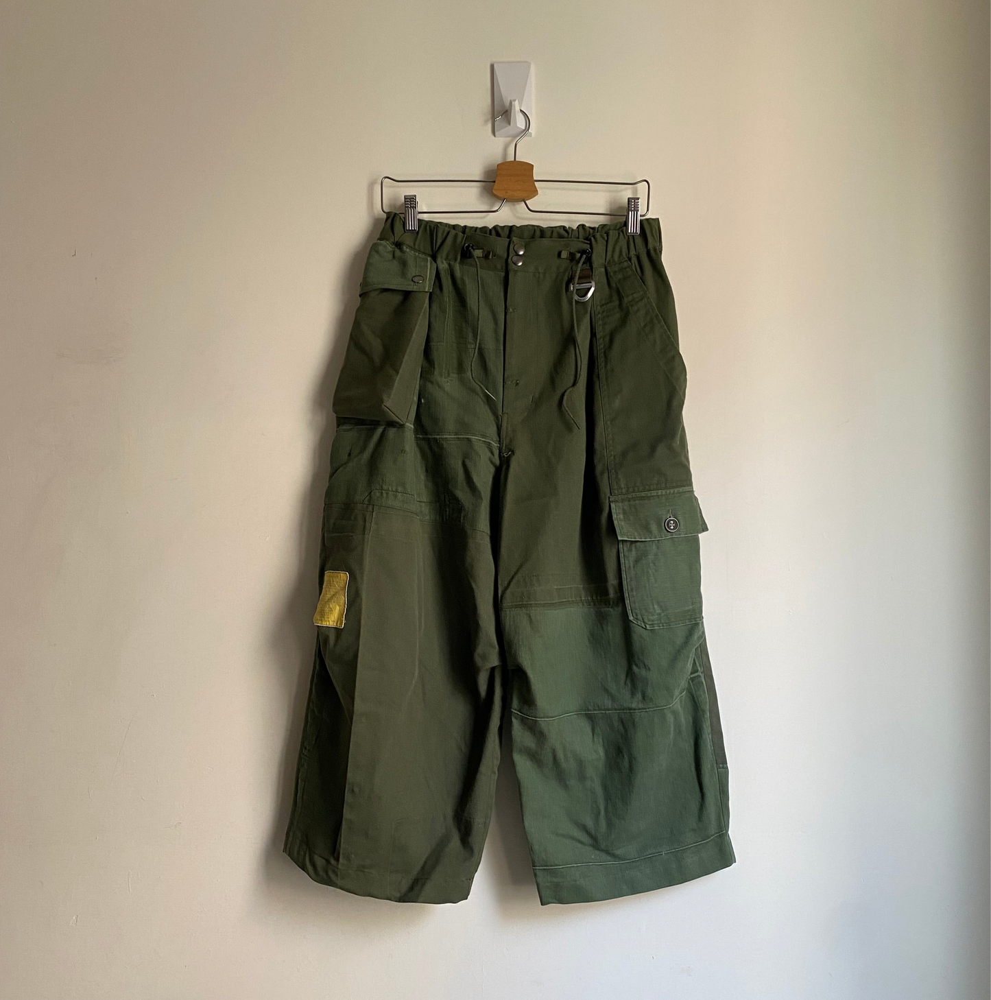 Asymmetrical Crop Cargo Trousers Collaboration with hlvtc