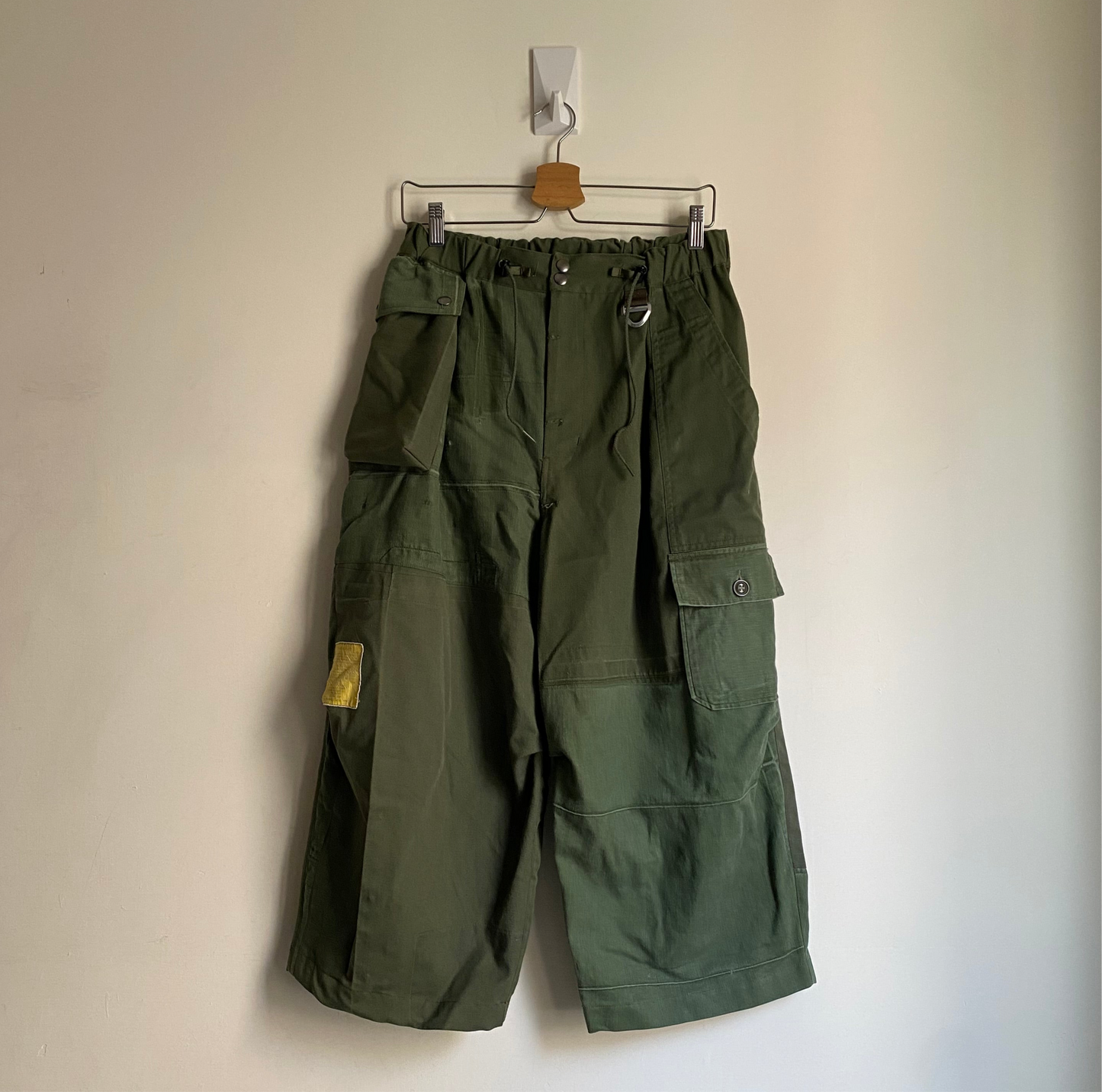 Asymmetrical Crop Cargo Trousers Collaboration with hlvtc