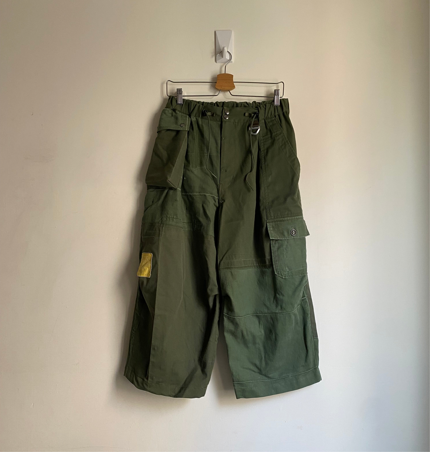 Asymmetrical Crop Cargo Trousers Collaboration with hlvtc